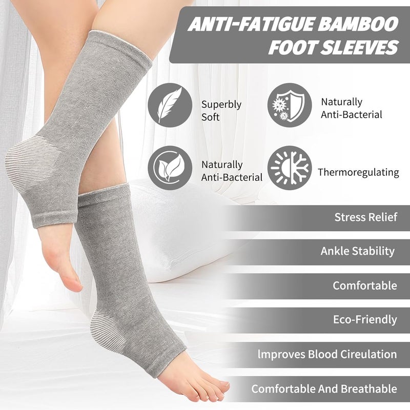 Xorim Ankle Compression Sleeve, Foot Compression Sleeve, Soft and Breathable Bamboo Foot Sleeves, Foot Pain Relief Socks for Arch Support, Swelling of Feet and Ankles (Gray) - Image 5